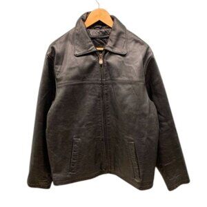 Sergio Benini Leather Jacket Men's Black Moto Full Zip Genuine Leather Size L